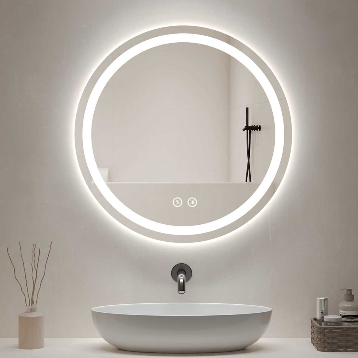 Bathroom Mirror with LED light, 3 Color Temperatures Adjustable, Defog 800x800 Smart Mirror (HM1001-80)