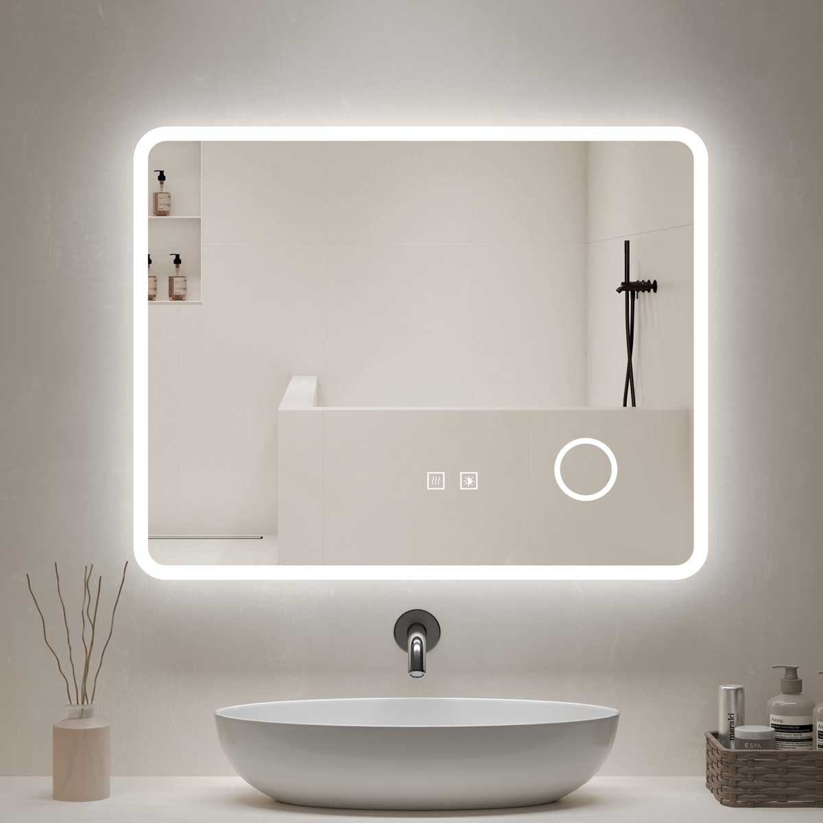 Bathroom Mirror with LED light, 3 Color Temperatures Adjustable, Defog 700x900 Smart Mirror (HM1017)