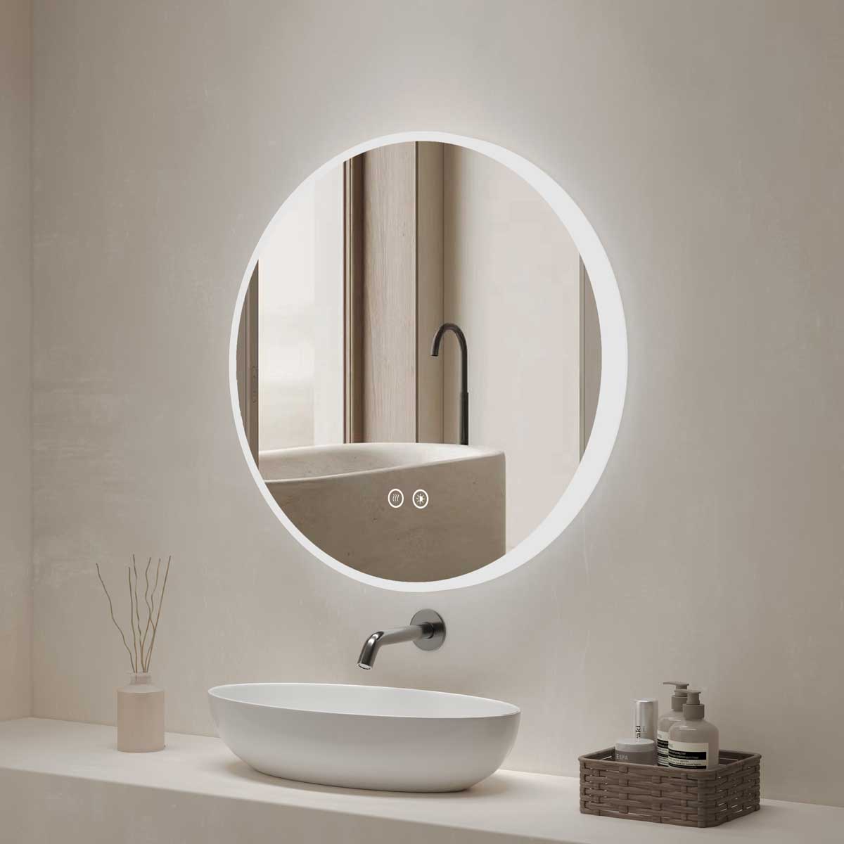 Bathroom Mirror with LED light, 3 Color Temperatures Adjustable, Defog 700x700 Smart Mirror (HM3003-70)