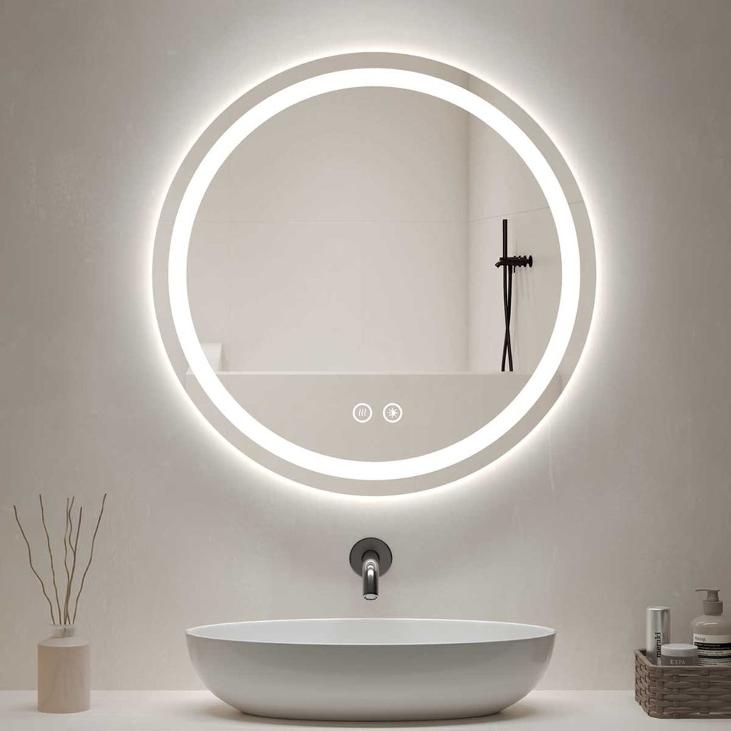 Bathroom Mirror with LED light, 3 Color Temperatures Adjustable, Defog 800x800 Smart Mirror (HM1001-80) - HOMALL
