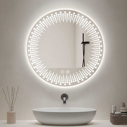 Bathroom Mirror with LED light, 3 Color Temperatures Adjustable, Defog 800x800 Smart Mirror (HM1002-80) - HOMALL