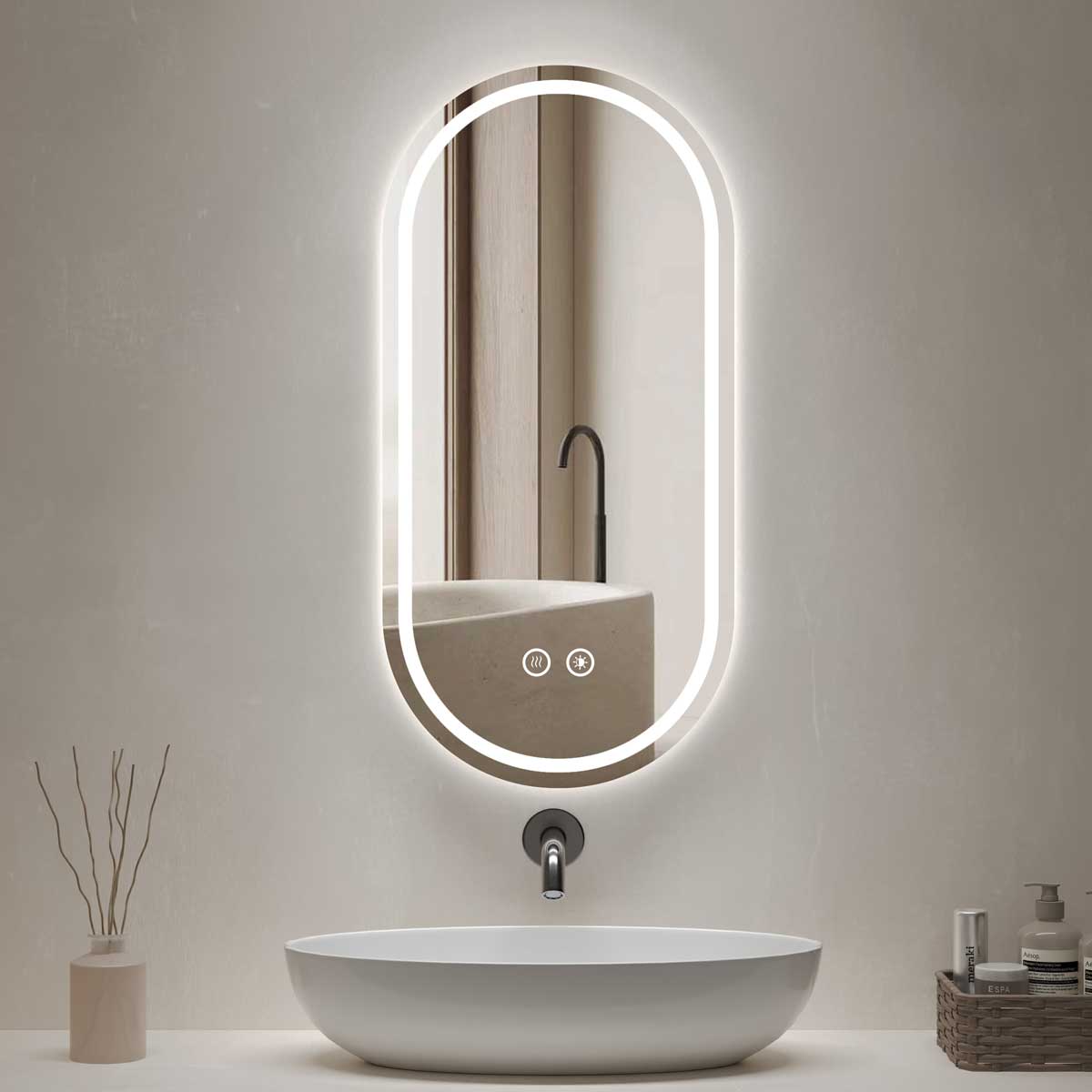 Bathroom Mirror with LED light, 3 Color Temperatures Adjustable, Defog 600x900 Smart Mirror (HM1010)
