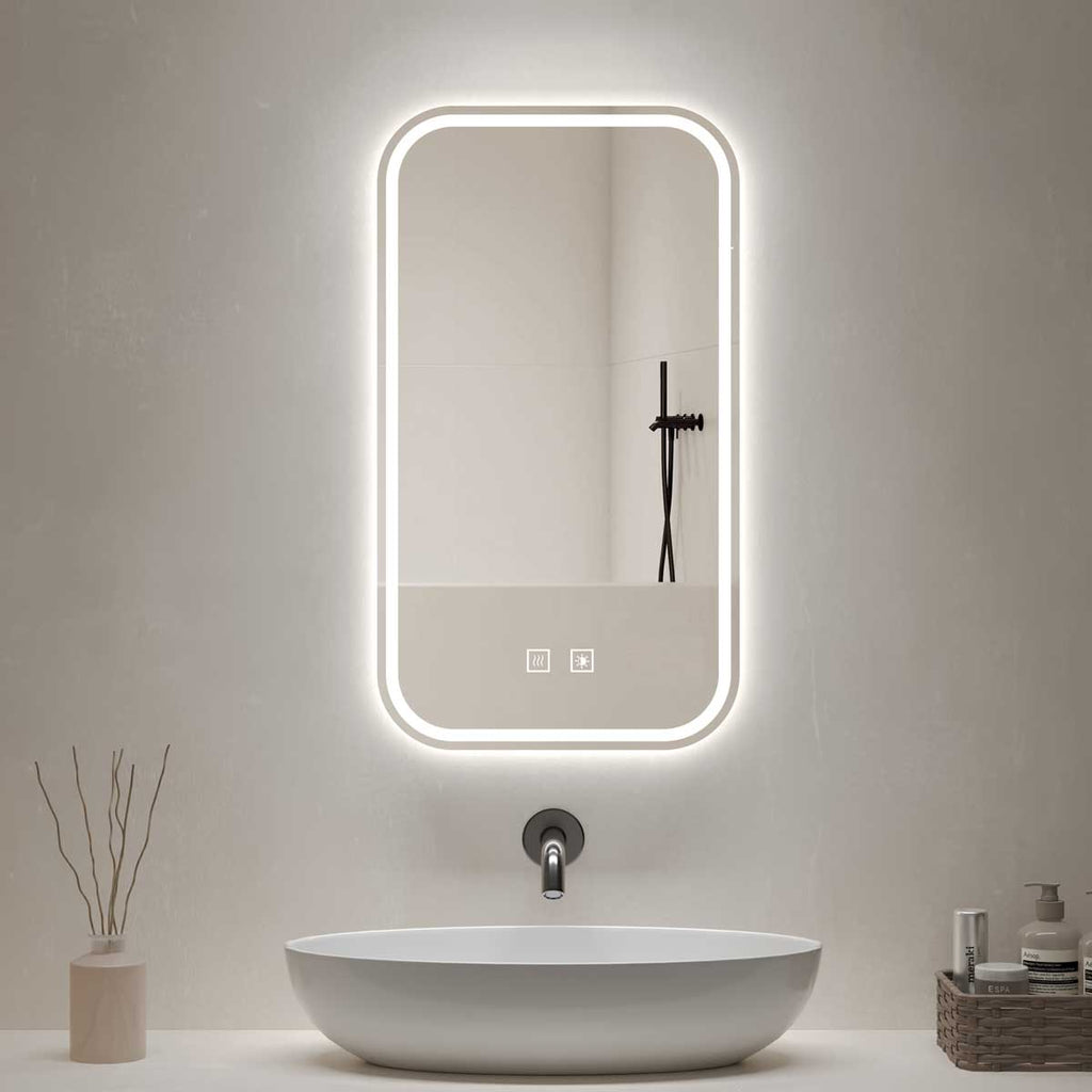 Bathroom Mirror with LED light, 3 Color Temperatures Adjustable, Defog 600x800 Smart Mirror (HM1037) - HOMALL
