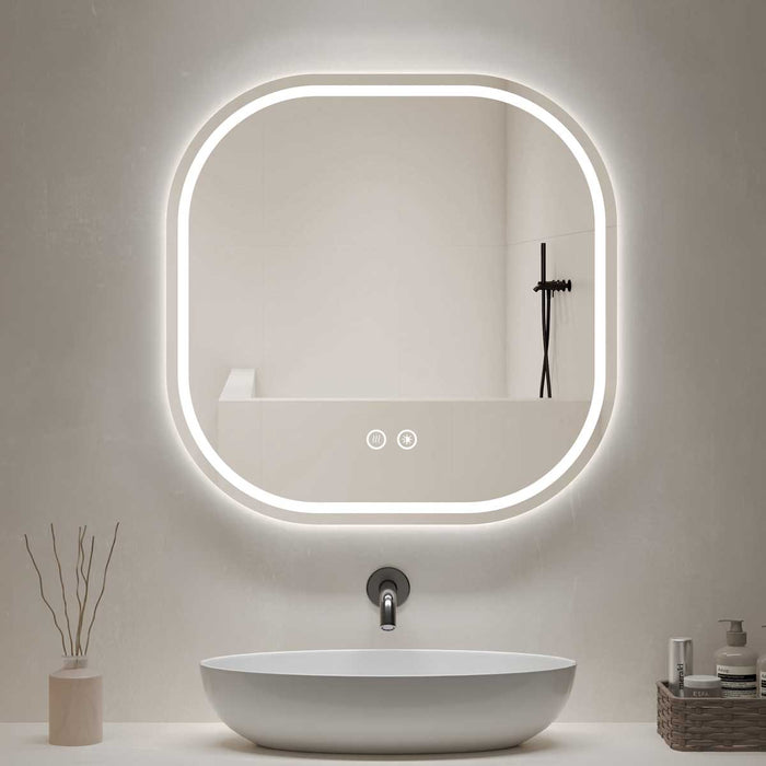 Bathroom Mirror with LED light, 3 Color Temperatures Adjustable, Defog 700x700 Smart Mirror (HM1039) - HOMALL