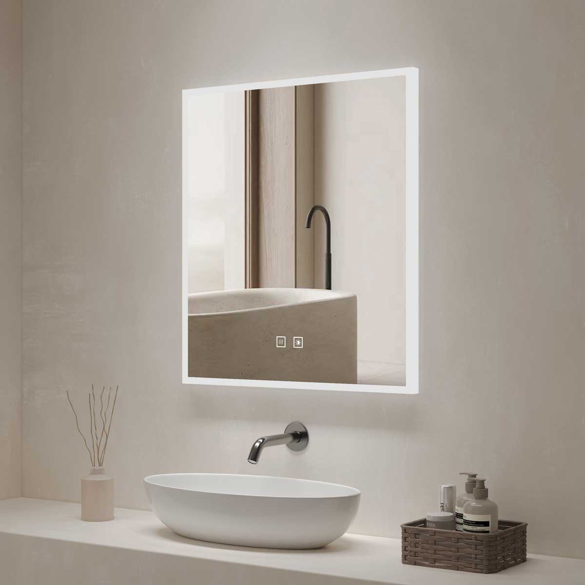 Bathroom Mirror with LED light, 3 Color Temperatures Adjustable, Defog 600x800 Smart Mirror (HM3008)
