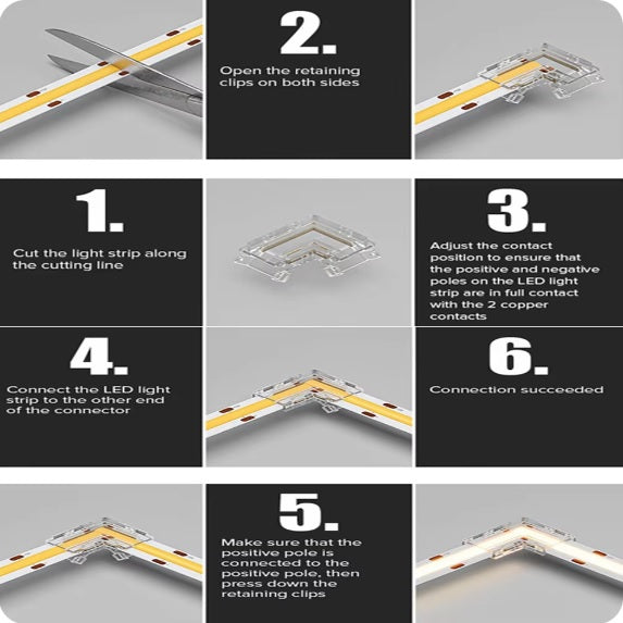 5X LED Strip Light 8MM 90 Degree Elbow Joiner LED Connector - HOMALL