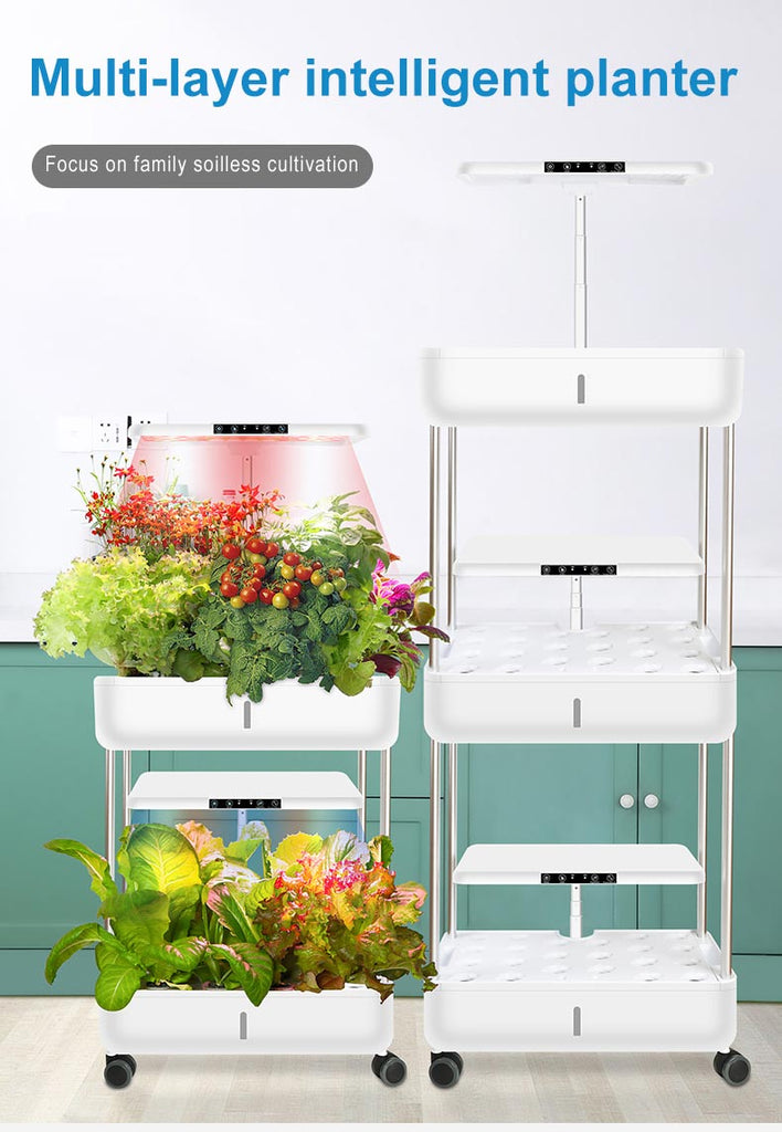 HydroTower Indoor 3-Level Hydroponic Grow Tower System Kit Built-in LED Grow Light (66 Plants) SS366