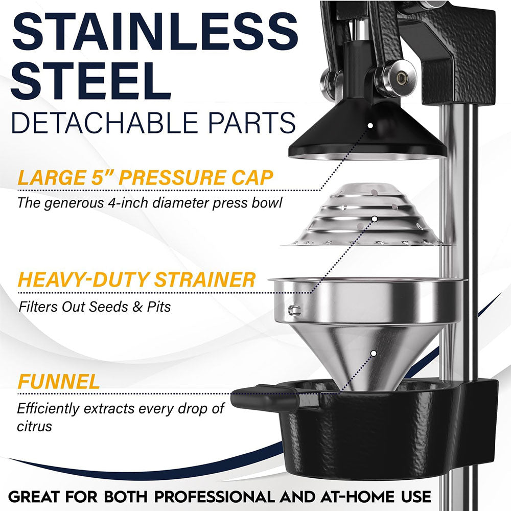 Hand Press Juicer Fast Extract 304 SS + Cast Alloy Fruit Extractor Squeezer Orange Citrus Manual Juicer